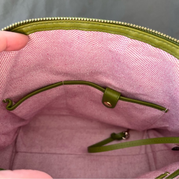 Dooney & Bourke DILLEN "CROCO" Leather Double Pocket Satchel LIME GREEN - Picture 11 of 15